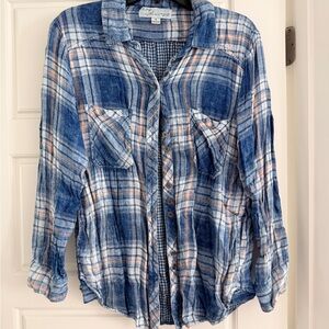 Vintage Havana Blue and Orange Plaid Shirt